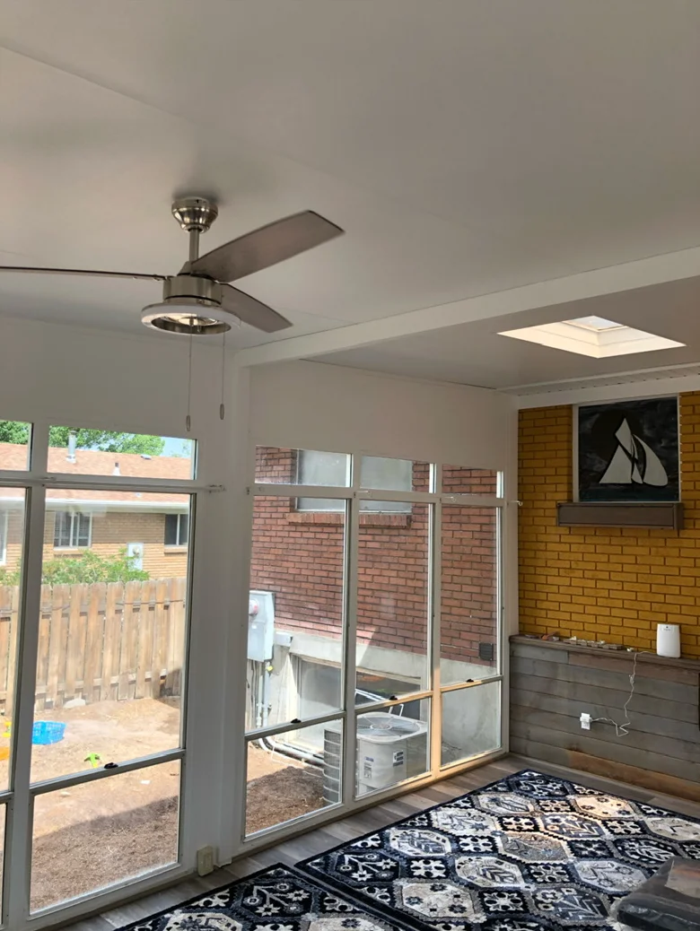 Sunroom windows viewed from inside after cleaning